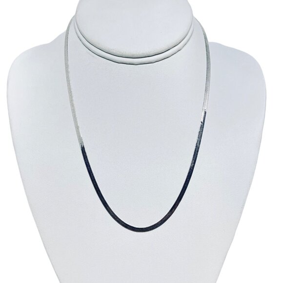 Silver Tone Herringbone Necklace (5469) - Picture 2 of 9